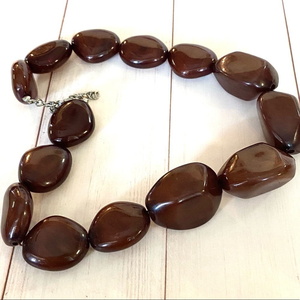 Large Brown Beaded Statement Necklace - image 7